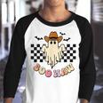 Halloween Boo Haw Ghost Western Cowboy Cowgirl Funny Spooky V4 Youth Raglan Shirt