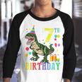 Kids 7 Year Old 7Th Birthday BoyRex Dinosaur Gift Kids  Youth Raglan Shirt