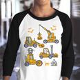 Kids Construction Vehicle Halloween Crane Truck Pumpkin Boys Kids V6 Youth Raglan Shirt