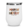 Funny Fall Pumpkin Kisses And Harvest Wishes Wine Tumbler