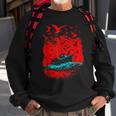 Art Birds And Boat In Ocean Under Red Sky Sweatshirt Gifts for Old Men