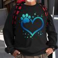 Awesome Blue Paw Print Heart Dog Cat Animal Lovers Sweatshirt Gifts for Old Men
