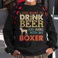 Boxer Dad Drink Beer Hang With Dog Funny Men Vintage Sweatshirt Gifts for Old Men