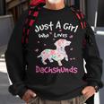 Dachshund Wiener Dog Just A Girl Who Loves Dachshunds Dog Silhouette Flower Gifts Doxie Sweatshirt Gifts for Old Men