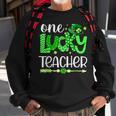 Green Leopard Shamrock One Lucky Teacher St Patricks Day Sweatshirt Gifts for Old Men