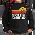 Grilling And Chilling Smoke Meat Bbq Gift Home Cook Dad Men Sweatshirt Gifts for Old Men