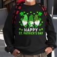 Happy St Patricks Day Three Gnomes Holding Shamrock Leopard Sweatshirt Gifts for Old Men