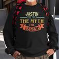 Justin The Man The Myth The Legend Custom Name  Men Women Sweatshirt Graphic Print Unisex Gifts for Old Men
