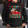 Merry Christmas Schnauzer Dog Riding Red Truck Xmas Tree Men Women Sweatshirt Graphic Print Unisex Gifts for Old Men
