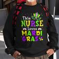Nurse Mardi Gras Scrub Top Rn Icu Pacu Nicu Er Cna Women V5 Sweatshirt Gifts for Old Men