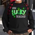One Lucky Teacher Shamrock Clover Leopard St Patricks Day Sweatshirt Gifts for Old Men
