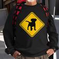 Puppy Dog Cute Crossing Road Sign Classic Minimalist Graphic Men Women Sweatshirt Graphic Print Unisex Gifts for Old Men
