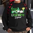 Three Gnomes Leopard Shamrock Library Squad St Patricks Day Sweatshirt Gifts for Old Men