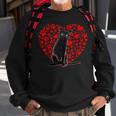 Valentines Day Cat Kitten Lover Paw Heart Black Cat Dad Mom Sweatshirt Gifts for Old Men