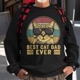 Vintage Best Cat Dad Ever Bump Fit Funny Fathers Day Sweatshirt Gifts for Old Men