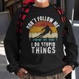 Vintage Dont Follow Me I Do Stupid Things Cool Skiing Gift Sweatshirt Gifts for Old Men