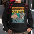 Vintage The Coolest Cat Dad Ever Funny Dad Jokes Sweatshirt Gifts for Old Men