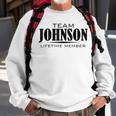 Cornhole Team Johnson Family Last Name Top Lifetime Member Men Women Sweatshirt Graphic Print Unisex Gifts for Old Men