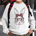 Cute Bunny Rabbit Face Leopard Glasses Girl Happy Easter Day Sweatshirt Gifts for Old Men