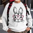 Cute Bunny With Glasses Leopard Print Easter Bunny Face Sweatshirt Gifts for Old Men