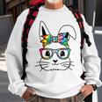 Easter Day Cute Bunny Rabbit Face Tie Dye Glasses Girl Sweatshirt Gifts for Old Men