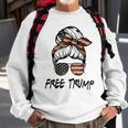 Free Donald Trump Messy Bun Republican Pro Trump Us Flag Sweatshirt Gifts for Old Men