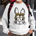Funny Cute Bunny Wearing Glasses Leopard Easter Day Sweatshirt Gifts for Old Men