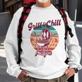 Grill And Chill Vacation Retro Sunset Sweatshirt Gifts for Old Men