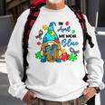 In April We Wear Blue Gnome Autism Awareness Month Sweatshirt Gifts for Old Men