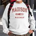 Madison Wisconsin Wi Vintage Athletic Sports Design Sweatshirt Gifts for Old Men