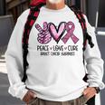 Peace Love Cure Pink Ribbon Cancer Breast Awareness Sweatshirt Gifts for Old Men