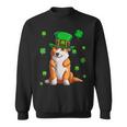 Funny Dog Lovers Cute Corgi St Patricks Day Shamrock Lucky  Sweatshirt
