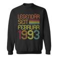 30 Geburtstag Vintage 30 Jahre Legendär Seit Februar 1993 Sweatshirt