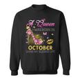 A Queen Was Born In October Living My Best Life - Womens Soft Style Fitted Sweatshirt