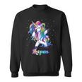 Aspen Name Personalized Custom Rainbow Unicorn Dabbing Men Women Sweatshirt Graphic Print Unisex