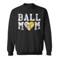 Ball Mom Baseball Softball Heart Sport Lover Funny V2 Sweatshirt
