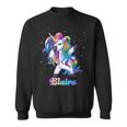 Blaire Name Personalized Custom Rainbow Unicorn Dabbing Men Women Sweatshirt Graphic Print Unisex