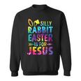 Christian Silly Rabbit Easter Is For Jesus Tie Dye Easter Sweatshirt