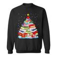 Cute Christmas Library Tree Gift Librarian And Book Men Women Sweatshirt Graphic Print Unisex