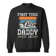 First Time Dad Est 2021 Gift New Dad Retro Vintage Colors Sweatshirt