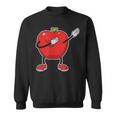 Fröhlicher Apfel Karikatur Schwarzes Sweatshirt, Lustiges Obstmotiv Tee