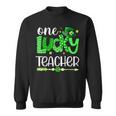 Green Leopard Shamrock One Lucky Teacher St Patricks Day Sweatshirt