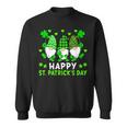 Happy St Patricks Day Three Gnomes Holding Shamrock Leopard Sweatshirt
