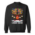 Library Squad Reindeer Christmas Funny Book Lover Pajama Men Women Sweatshirt Graphic Print Unisex