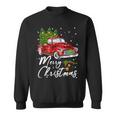 Merry Christmas Vintage Wagon Red Truck Pajama Family Party Men Women Sweatshirt Graphic Print Unisex