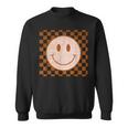 Retro Happy Face Smile Face Checkered Pattern Trendy Sweatshirt