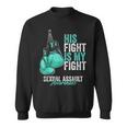 Sexual Assault Awareness Month Boxing Gloves Teal Ribbon Sweatshirt