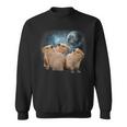 Three Capybaras And Moon Funny Capybara Humor Parody Sweatshirt
