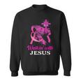 Walking With Jesus Lion Christian Cross Breast Cancer Women Sweatshirt