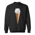 White Fluffy Cat Sitting In The Ice Cream Cone Sweatshirt